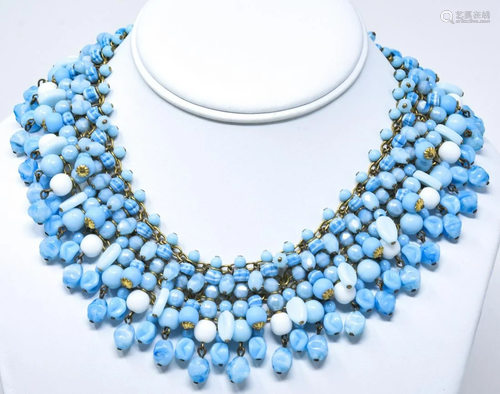 C 1970 Italian Hand Blown Glass Bead Necklace