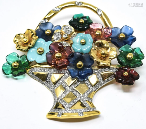 Vogue Bijoux Floral Basket Pin / Brooch