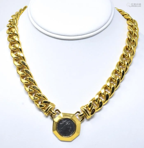 Carolee C 1990s Gilt Curb Link Chain Necklace