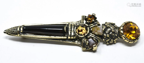 Faux Scottish Agate Sword Pin / Brooch