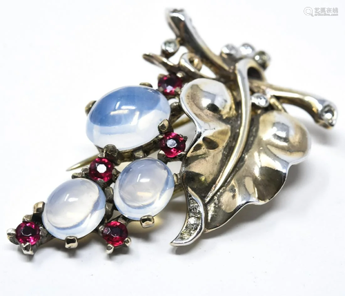 Crown Trifari Sterling Retro Grape Brooch