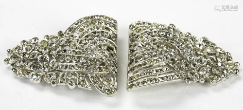 Pair of Antique C 1930s Trifari Rhinestone Brooch