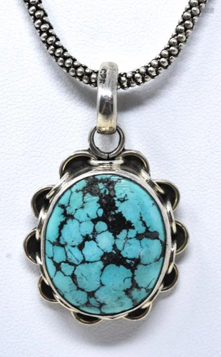 Sterling Silver & Turquoise Pendant Necklace