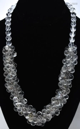 C 1930 Art Glass Bubble & Melon Form Bead Necklace