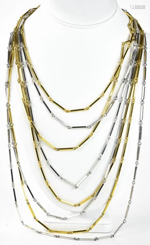 C 1970 D'Oran Two Tone Multi Strand Necklace