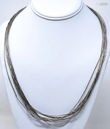 Sterling Silver 10 Row Liquid Silver Necklace