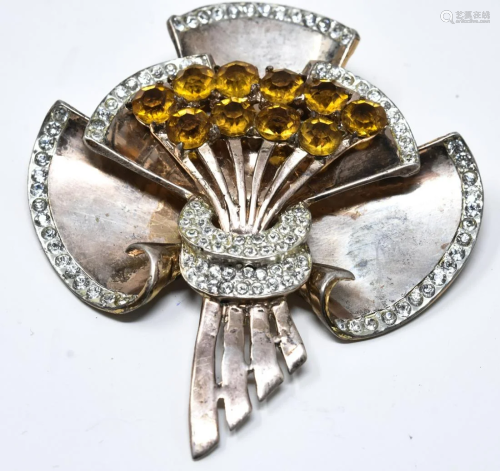 C 1945 Coro Craft Sterling Retro Bouquet Brooch