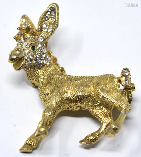 Ciner Detailed 3D Donkey Motif Brooch / Pin