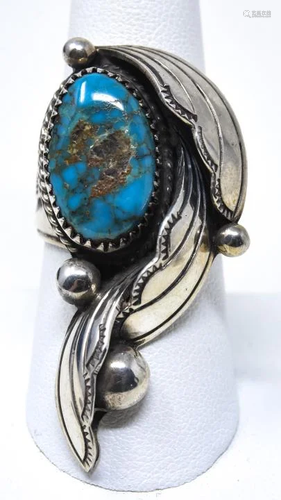 Hand Made Signed Sterling & Turquoise Ring