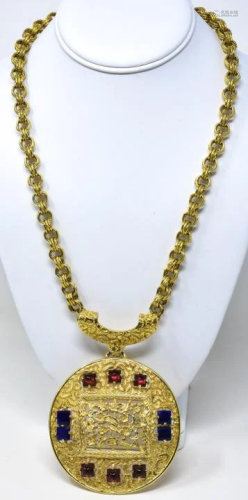 Vintage Lucien Piccard Gilt Medallion Necklace