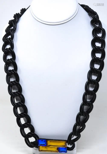 Anne Klein C 1980 Black Curb Chain Necklace