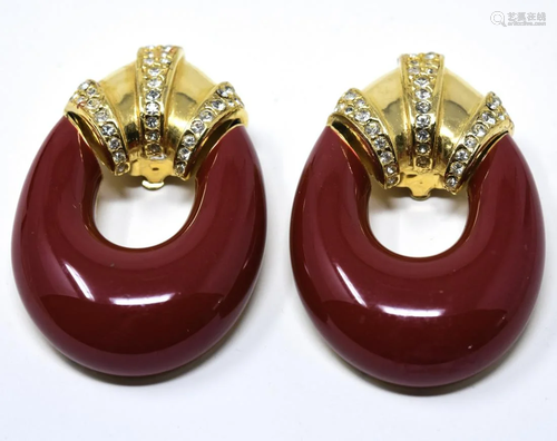 C 1990s Ciner Lacquer Clip Earrings