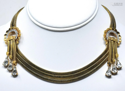 Unsigned Mazer Bold Retro Gilt Necklace