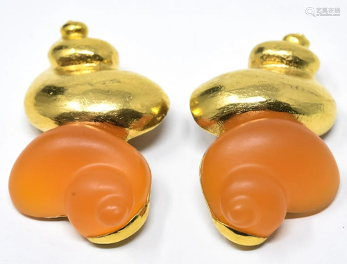 Pair Christian Dior Parfums C 1980 Clip Earrings