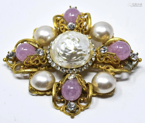 C 1950 Quatrefoil Form Openwork Brooch