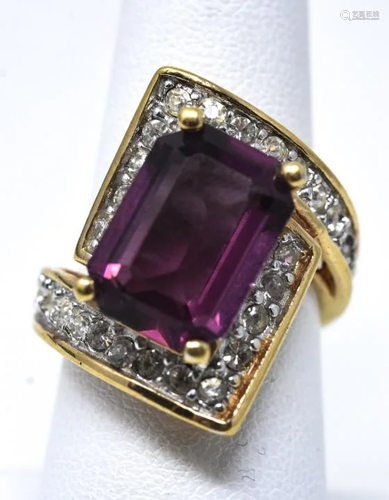 Park Lane Gilt Metal Amethyst Crystal Ring