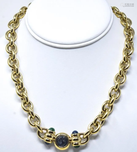 Bulgari Style Gilt & Faux Coin Necklace