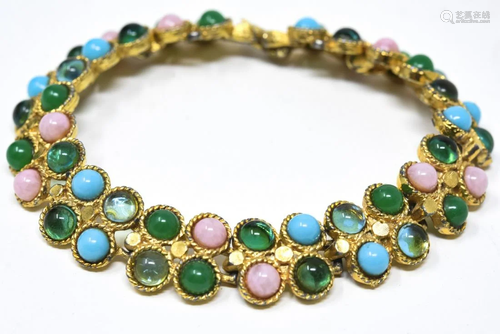 C 1980 Gilt & Cabochon Bracelet