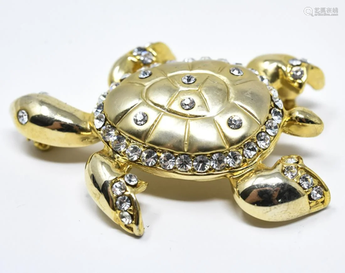 Nat Landau Hyman Gold Tone Turtle Pin / Brooch