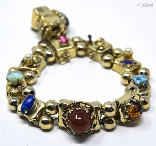 Victorian Gilt Slide Bracelet W Cabochons