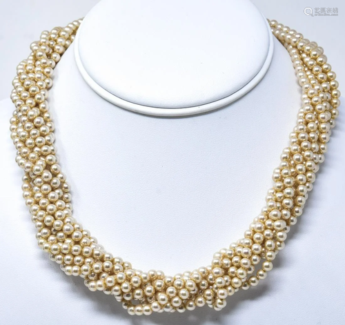 9 Strand Pearl Necklace W Jeweled Clasp