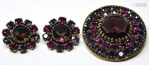 Vintage C 1965 Weiss Brooch & Clip on Earring Set