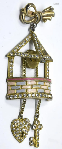 Unsigned Staret C 1935 Wishing Well Brooch / Pin