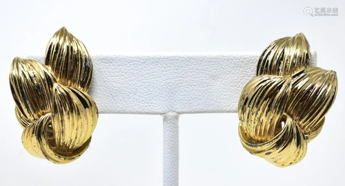 Pair of Vintage Gilt Metal Ciner Clip on Earrings