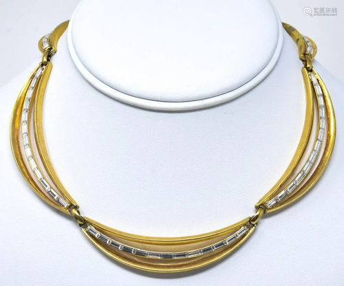 Vintage Trifari Gilt Metal & Rhinestone Necklace