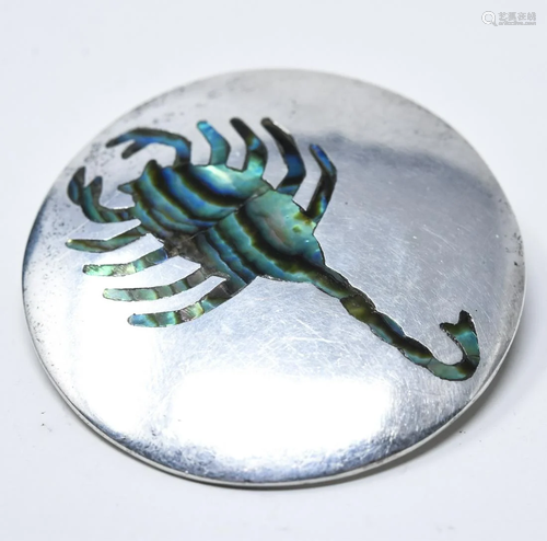 Taxco Sterling & Abalone Scorpion Pin / Pendant