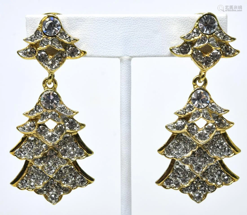 Pair Kenneth Lane Gilt Statement Clip Earrings