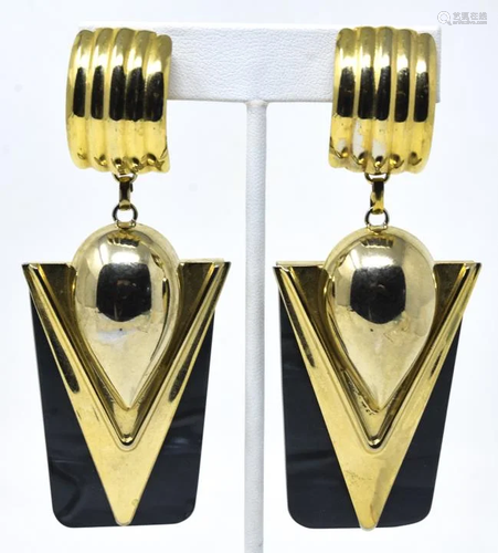 Vintage Art Deco Style Gilt & Acrylic Earrings