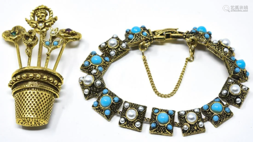 Victorian Style Bracelet & Bouquet Brooch / Pin