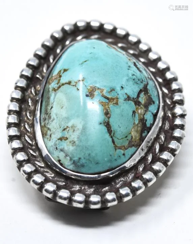 Signed Sterling & Turquoise Bolo Slide