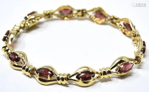 14k Yellow Gold & Garnet Bracelet