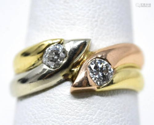 Tri Color 14k Gold & Diamond Ring