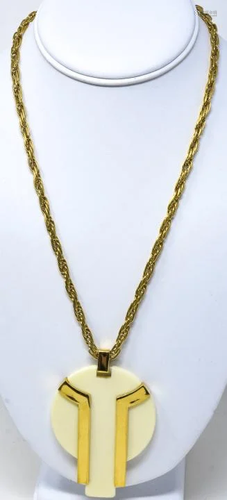 Vintage C 1970s Trifari Gilt & Acrylic Necklace