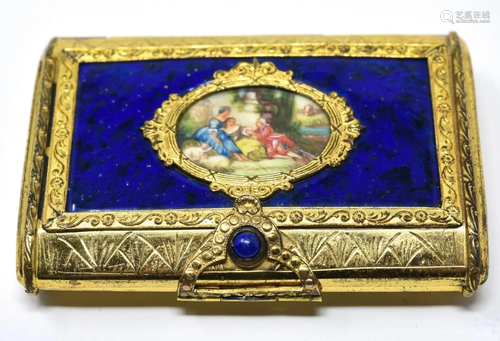 European Gilt Brass Enameled Box