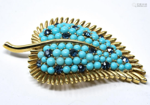 C 1970 Crown Trifari Gilt Leaf Brooch / Pin