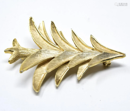 Trifari Gilt Christmas Tree Motif Brooch / Pin