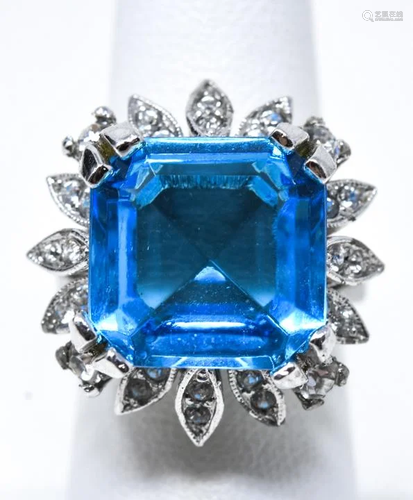 Sterling & Aqua Crystal Ring