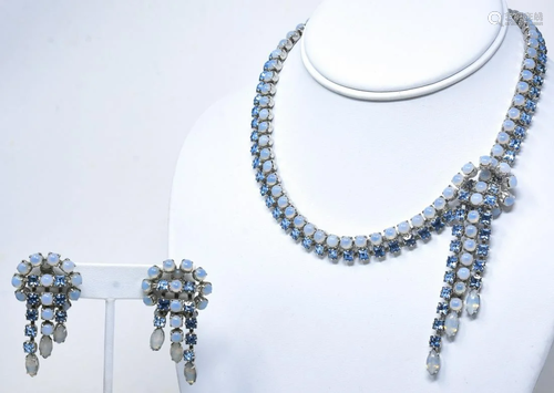 C 1960 Vogue Sapphire Paste Necklace & Earrings