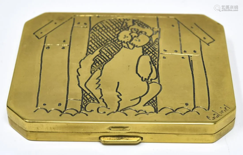 James Friell Gold Tone Engraved Ladies Compact