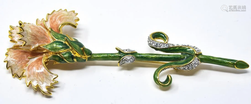 C 1990s Bob Mackie Gilt Carnation Brooch / Pin