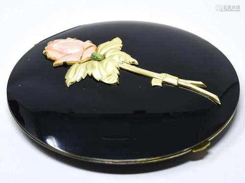 Large Black Lacquer Ladies Compact