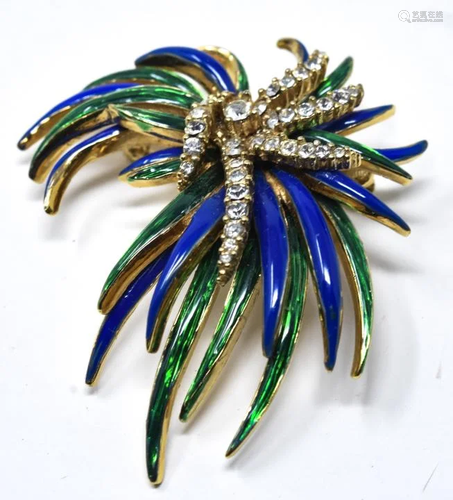 Ciner C 1960 Gilt Layered Enamel Brooch / Pin