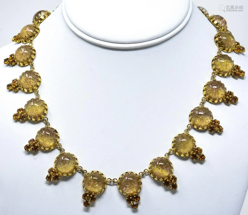 Austrian Gilt & Art Glass Costume Jewelry Necklace