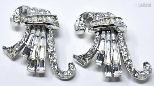 Pair of Vintage Coro Craft Rhodium Plated Clips