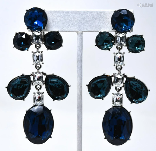 Pair KJL Large Scale Drop Clip Earrings