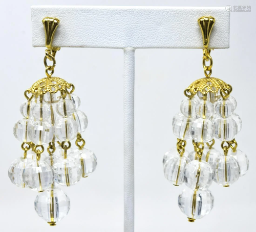 Pair C 1960 Statement Lucite Tassel Earrings